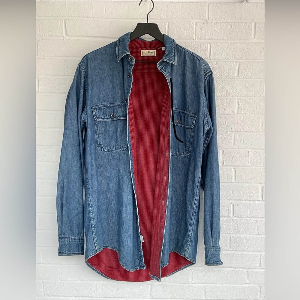 Vintage L.L. Bean Field Barn Denim Shirt Jacket Fully Lined Men’s Medium Tall